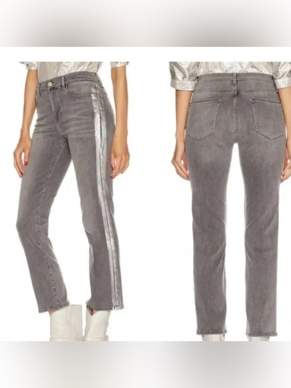 Frame le high straight jeans field foil tux 26
